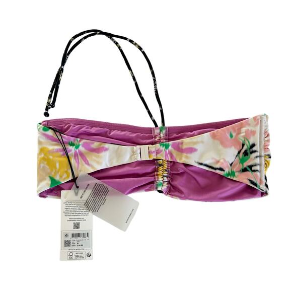 Scotch & Soda White Multicolor Floral Print Halter Tie Bandeau Bikini Top Sz XL - Picture 3 of 5